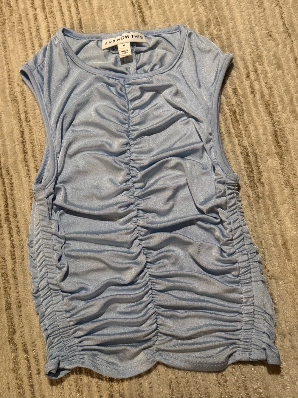 Light Blue Ruched Tank Top